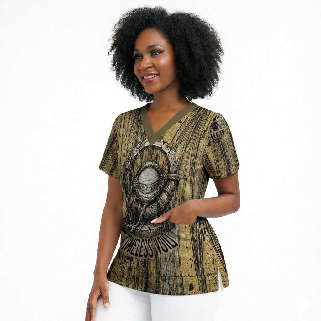 Heh and Hauhet Egyptian Scrub Top Timeless Gods Design Infinity Serpent and Divine Balance Ancient