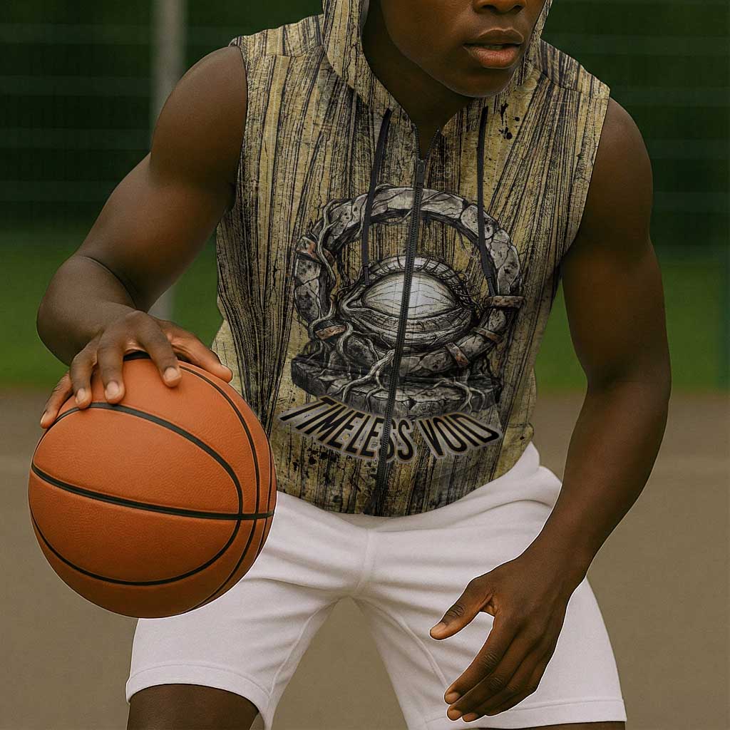 Heh and Hauhet Egyptian Sleeveless Zip Hoodie Timeless Gods Design Infinity Serpent and Divine Balance Ancient
