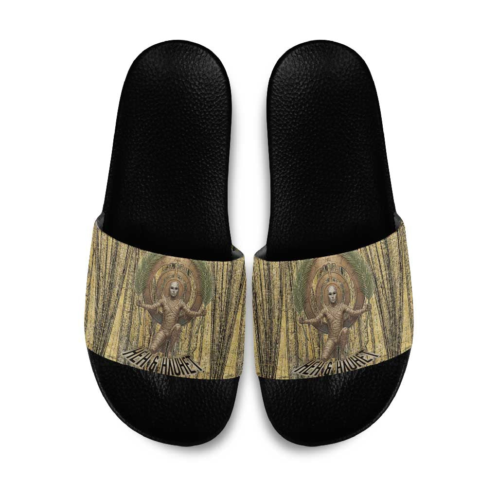 Heh and Hauhet Egyptian Slide Sandals Timeless Gods Design Infinity Serpent and Divine Balance Ancient