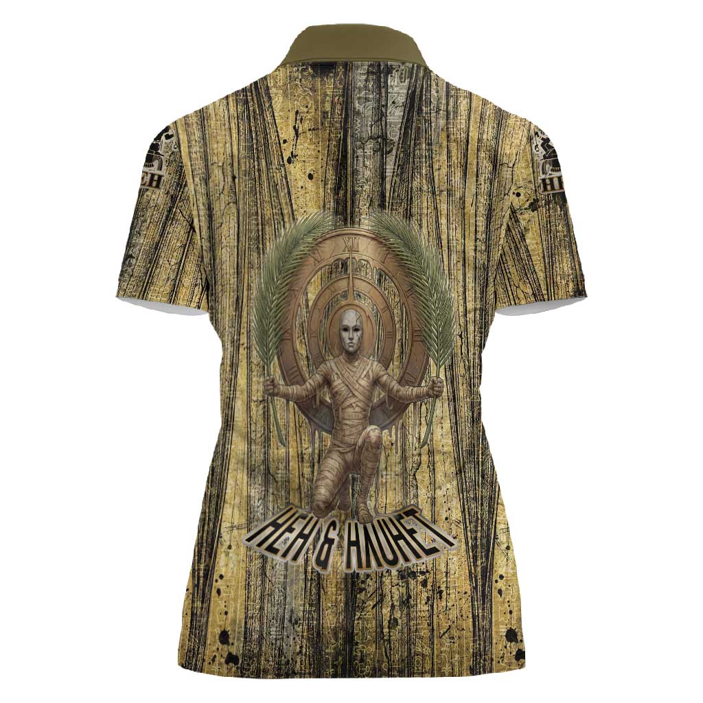 Heh and Hauhet Egyptian Women Polo Shirt Timeless Gods Design Infinity Serpent and Divine Balance Ancient