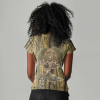 Heh and Hauhet Egyptian Women V-Neck T-Shirt Timeless Gods Design Infinity Serpent and Divine Balance Ancient