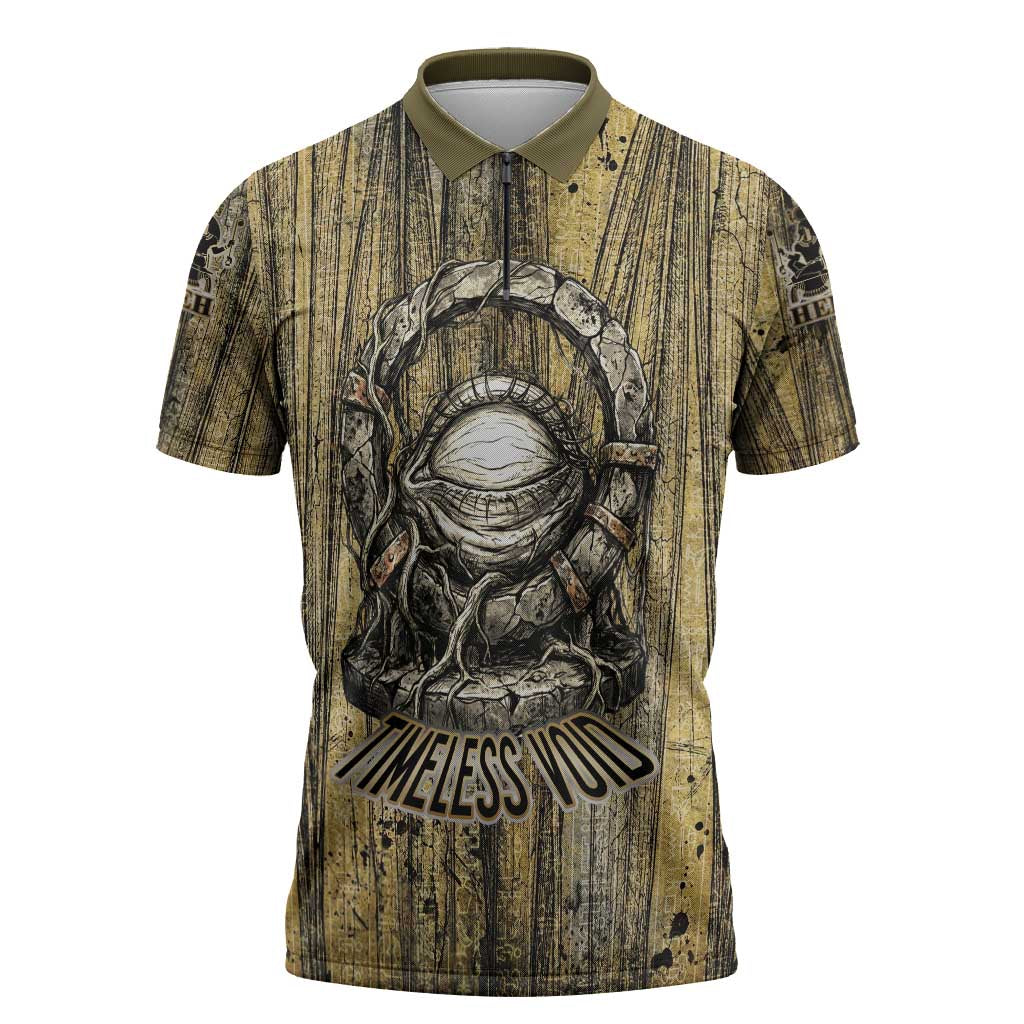 Heh and Hauhet Egyptian Zipper Polo Shirt Timeless Gods Design Infinity Serpent and Divine Balance Ancient