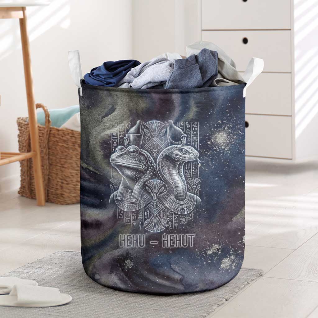 Egyptian Heh and Hauhet Laundry Basket Serpent Duo Design Cosmic Infinity and Eternal Balance Motif
