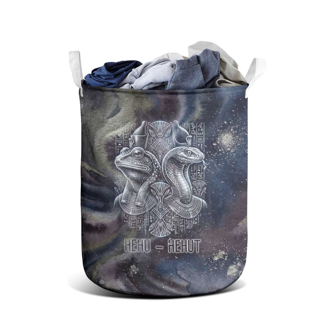 Egyptian Heh and Hauhet Laundry Basket Serpent Duo Design Cosmic Infinity and Eternal Balance Motif