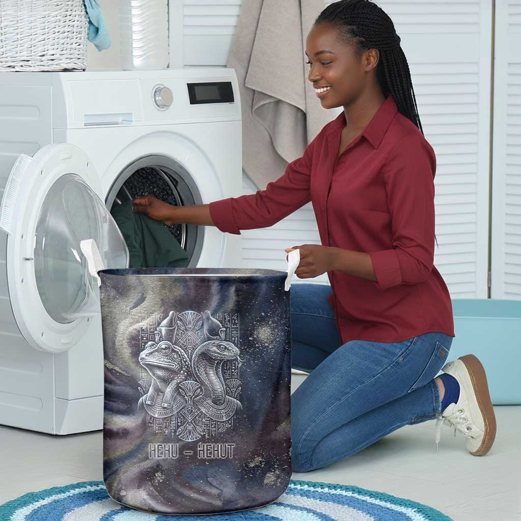 Egyptian Heh and Hauhet Laundry Basket Serpent Duo Design Cosmic Infinity and Eternal Balance Motif