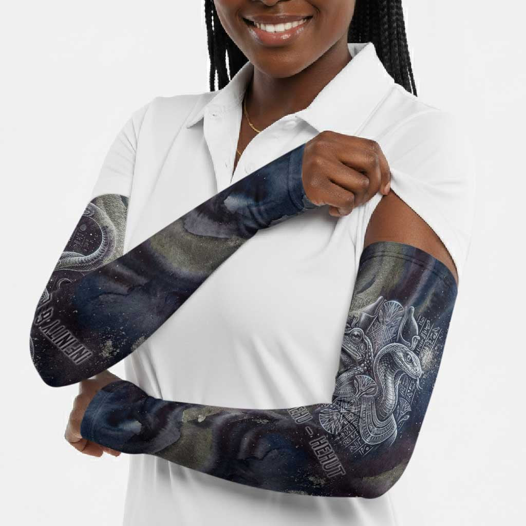 Egyptian Heh and Hauhet Arm Sleeves Serpent Duo Design Cosmic Infinity and Eternal Balance Motif