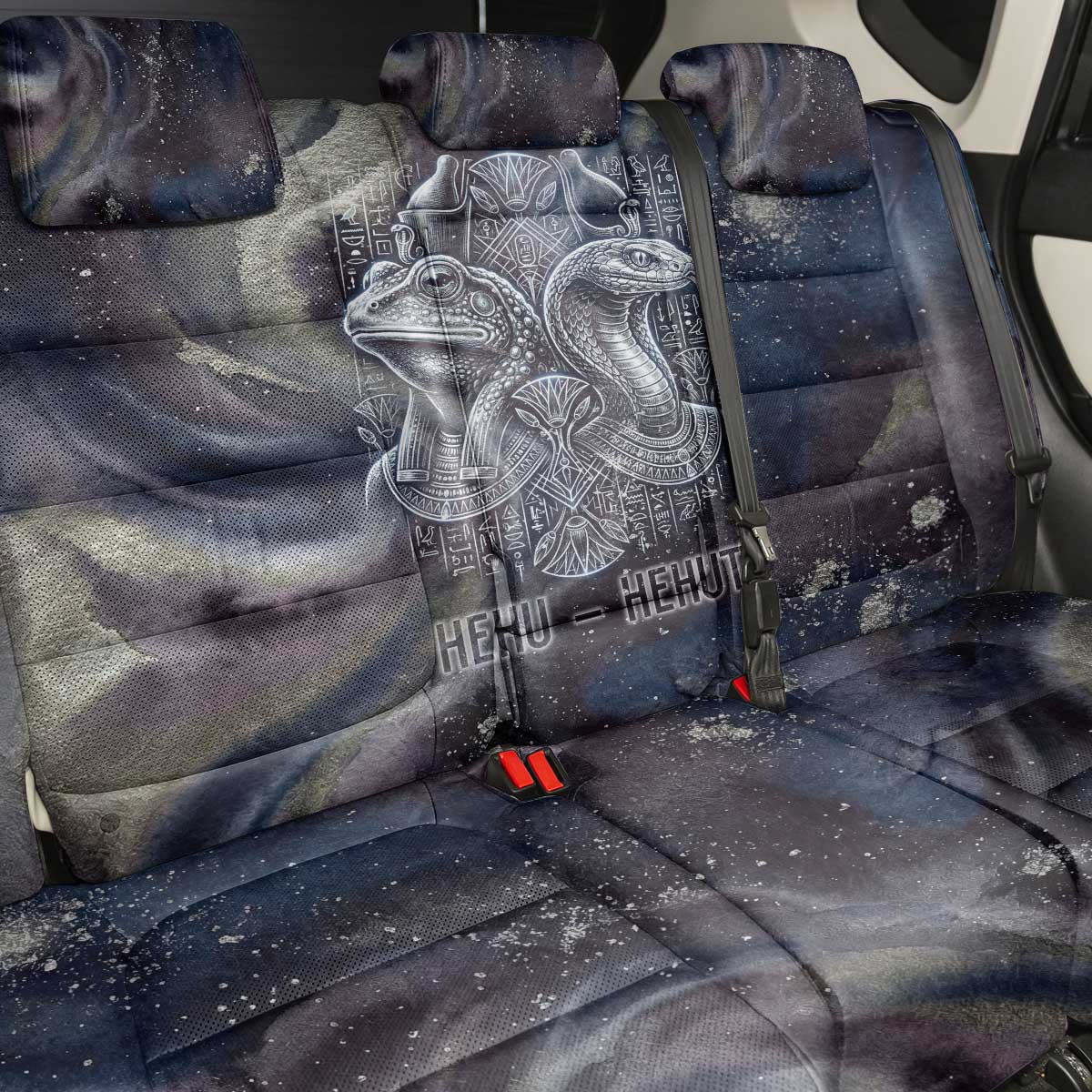Egyptian Heh and Hauhet Back Car Seat Cover Serpent Duo Design Cosmic Infinity and Eternal Balance Motif