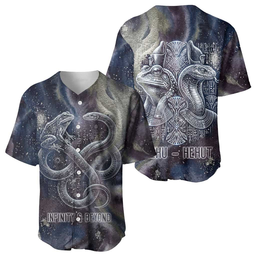 Egyptian Heh and Hauhet Baseball Jersey Serpent Duo Design Cosmic Infinity and Eternal Balance Motif