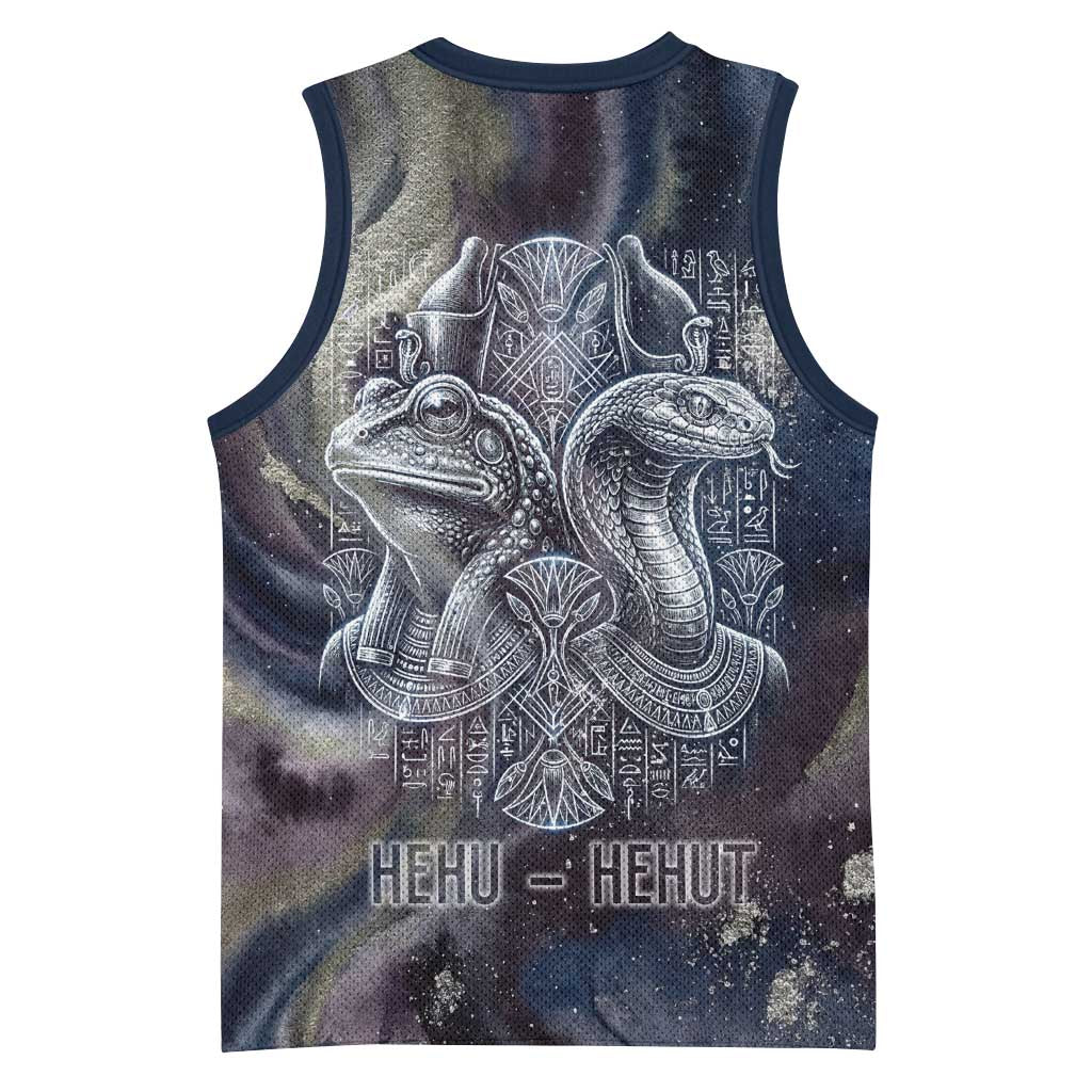 Egyptian Heh and Hauhet Basketball Jersey Serpent Duo Design Cosmic Infinity and Eternal Balance Motif