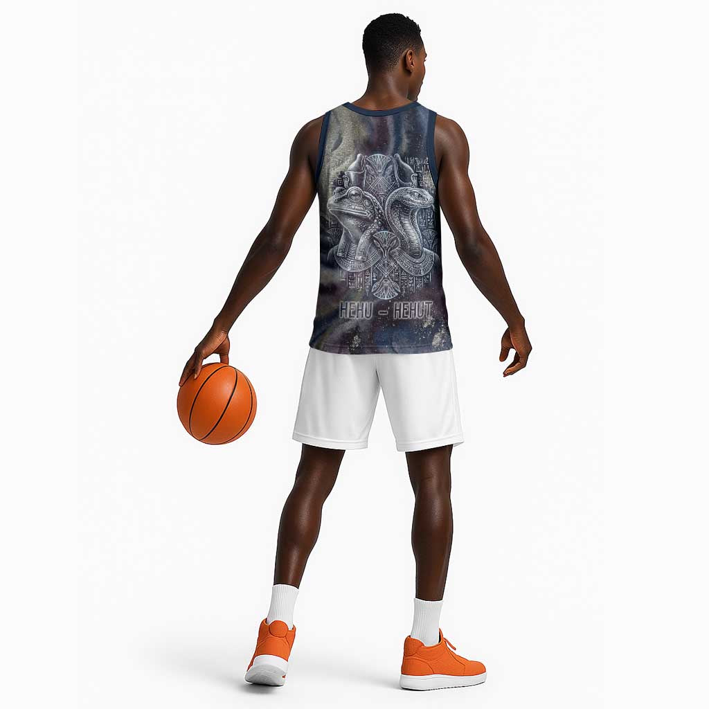 Egyptian Heh and Hauhet Basketball Jersey Serpent Duo Design Cosmic Infinity and Eternal Balance Motif