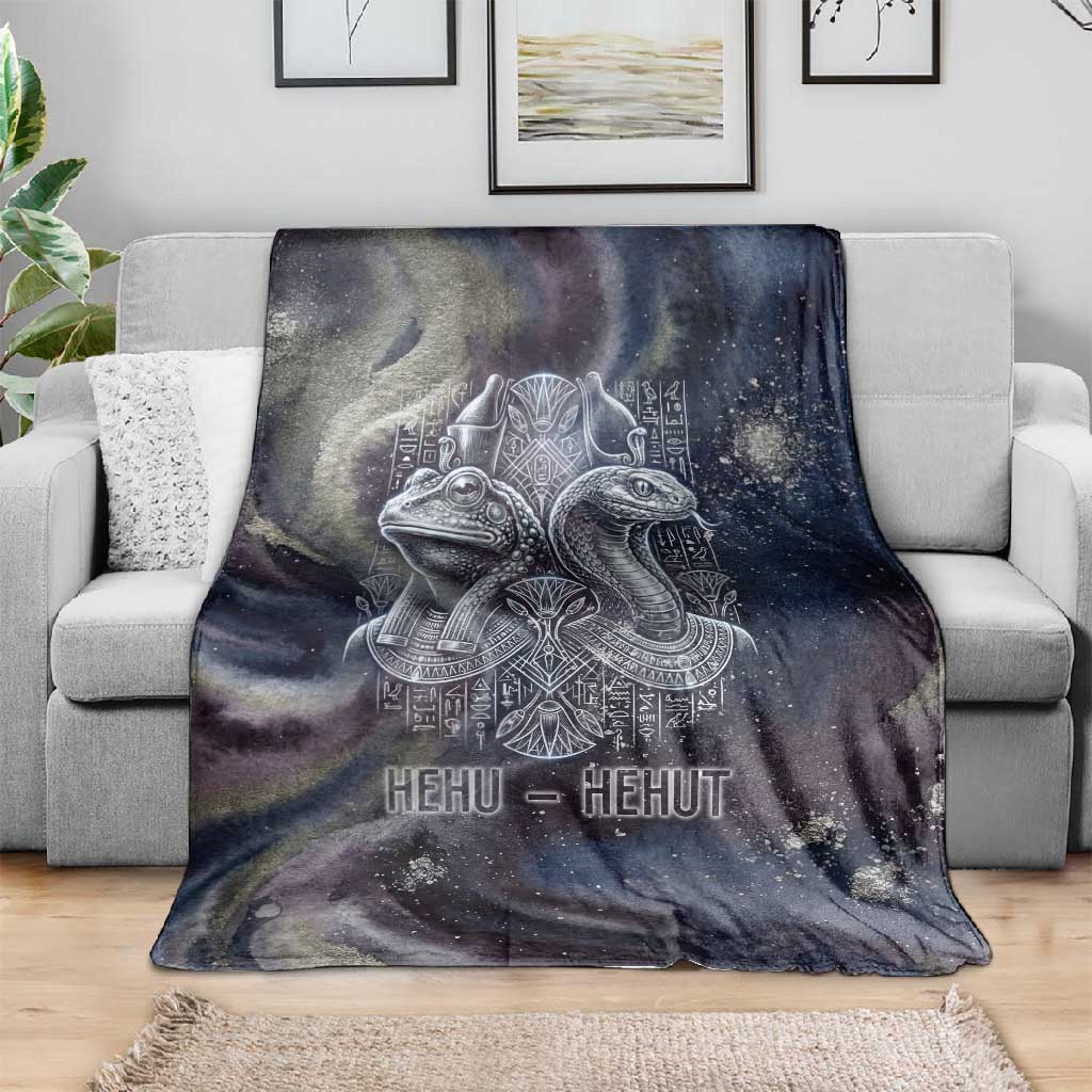 Egyptian Heh and Hauhet Blanket Serpent Duo Design Cosmic Infinity and Eternal Balance Motif
