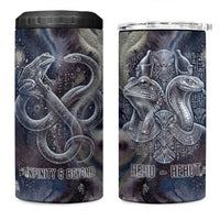Egyptian Heh and Hauhet 4 in 1 Can Cooler Tumbler Serpent Duo Design Cosmic Infinity and Eternal Balance Motif