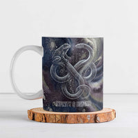 Egyptian Heh and Hauhet Ceramic Mug Serpent Duo Design Cosmic Infinity and Eternal Balance Motif