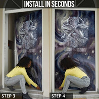 Egyptian Heh and Hauhet Door Cover Serpent Duo Design Cosmic Infinity and Eternal Balance Motif