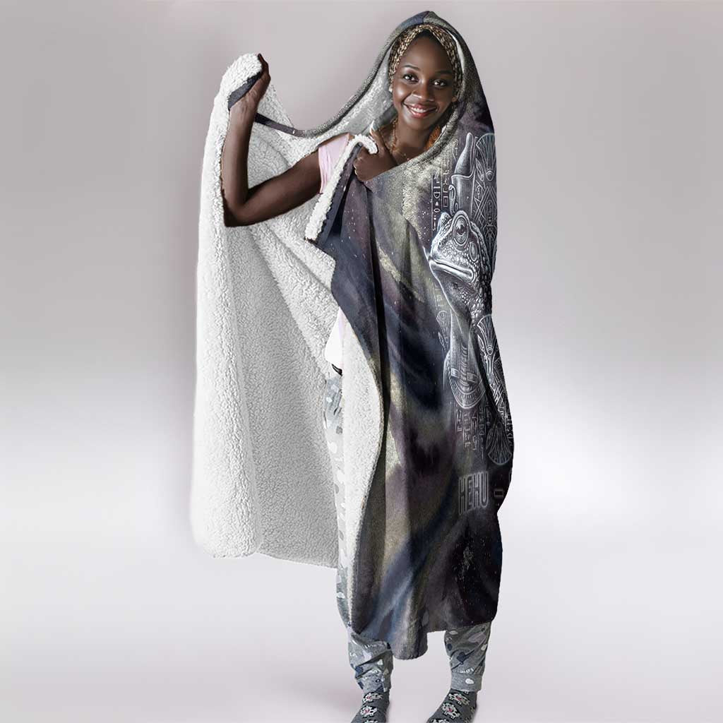 Egyptian Heh and Hauhet Hooded Blanket Serpent Duo Design Cosmic Infinity and Eternal Balance Motif