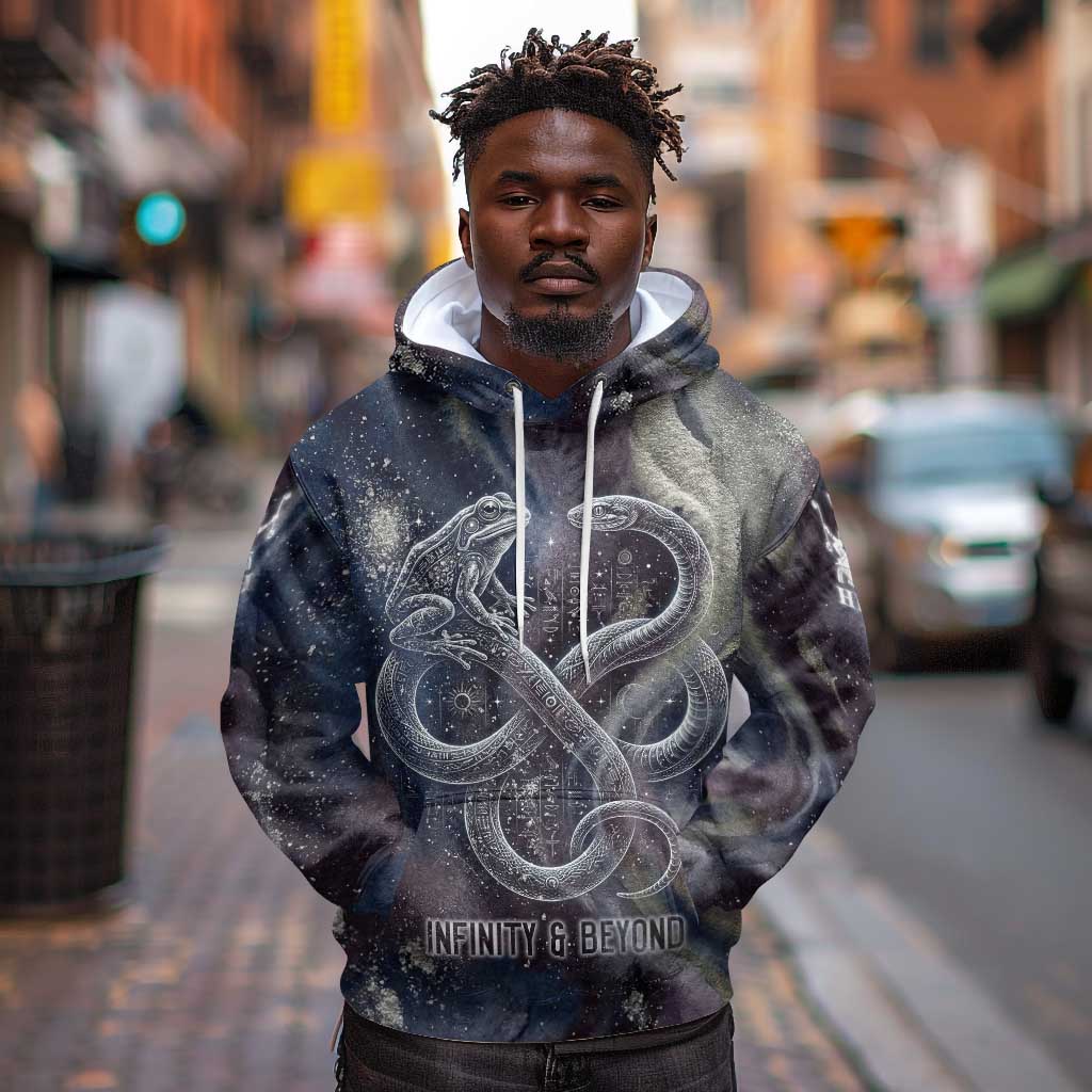 Egyptian Heh and Hauhet Hoodie Serpent Duo Design Cosmic Infinity and Eternal Balance Motif