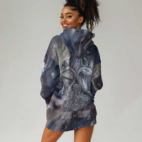 Egyptian Heh and Hauhet Hoodie Dress Serpent Duo Design Cosmic Infinity and Eternal Balance Motif