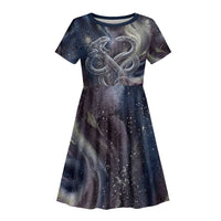 Egyptian Heh and Hauhet Kid Short Sleeve Dress Serpent Duo Design Cosmic Infinity and Eternal Balance Motif