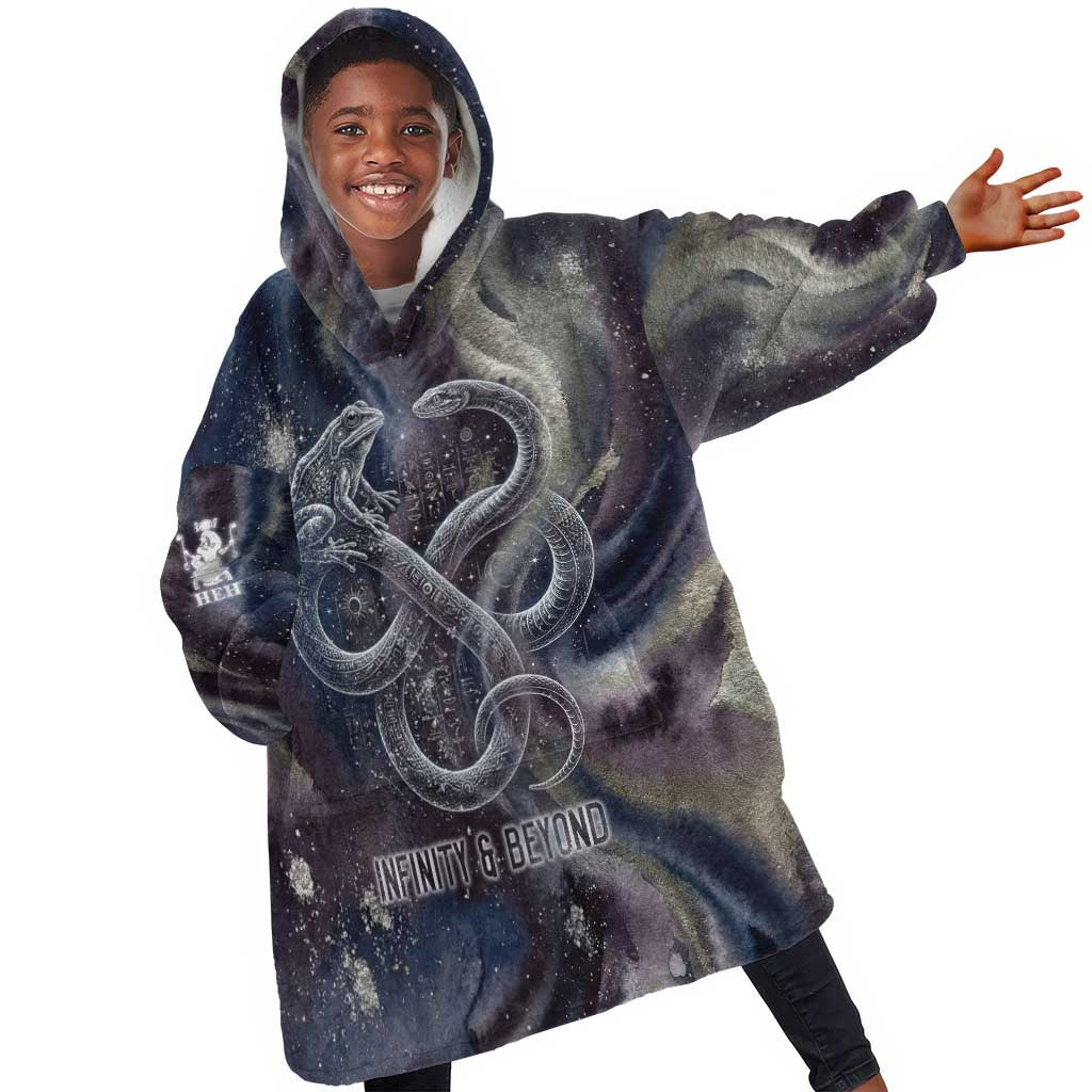 Egyptian Heh and Hauhet Kid Wearable Blanket Hoodie Serpent Duo Design Cosmic Infinity and Eternal Balance Motif