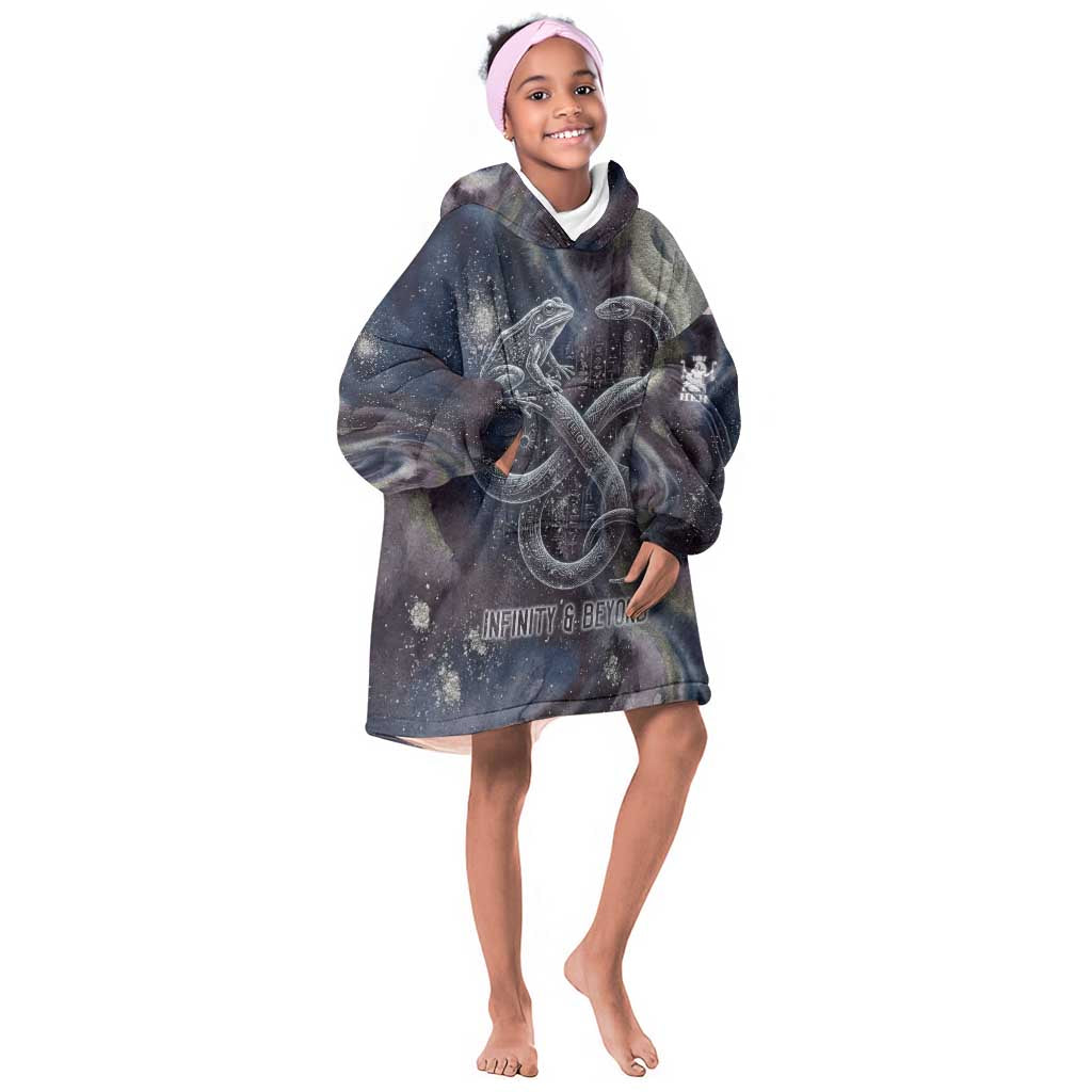 Egyptian Heh and Hauhet Kid Wearable Blanket Hoodie Serpent Duo Design Cosmic Infinity and Eternal Balance Motif