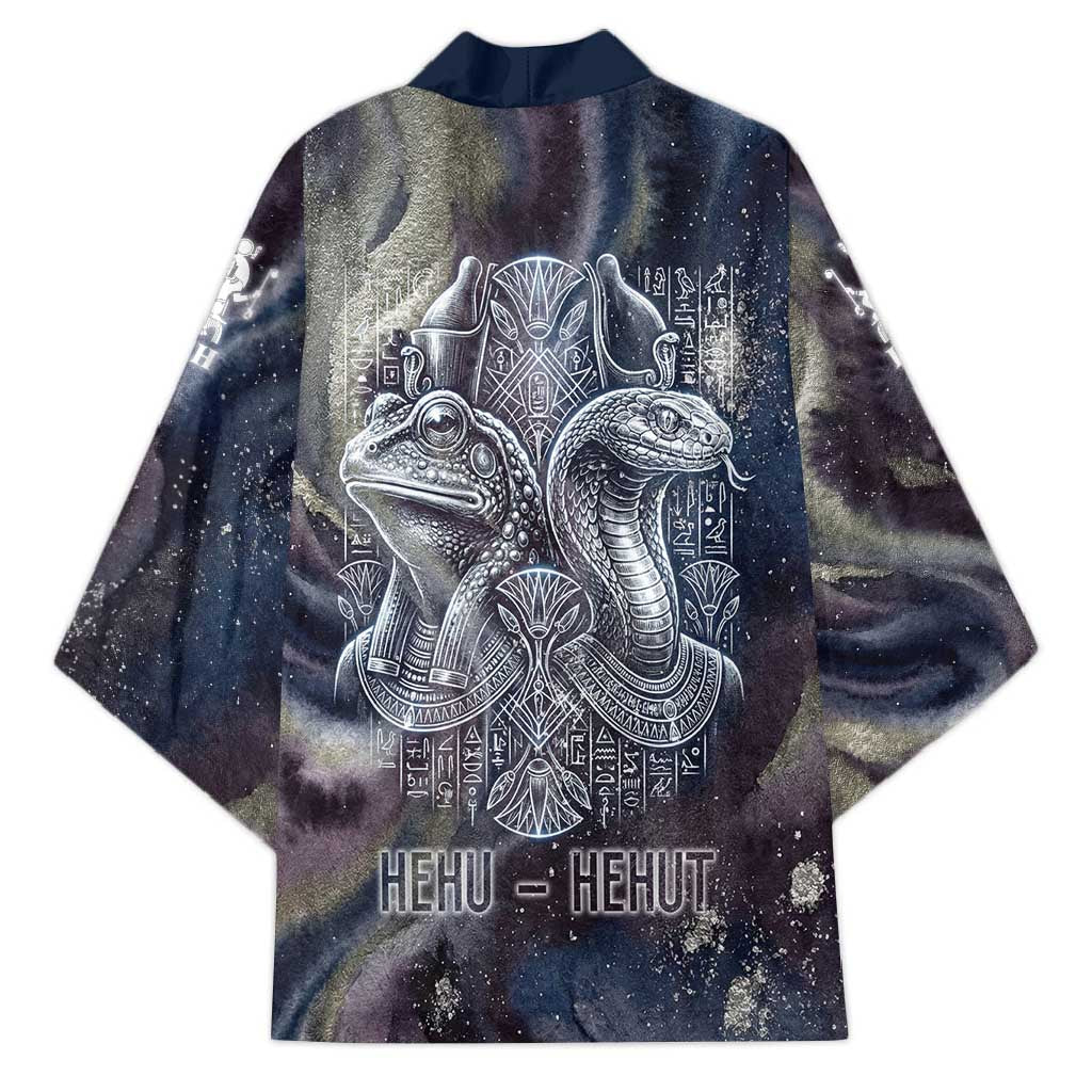Egyptian Heh and Hauhet Kimono Serpent Duo Design Cosmic Infinity and Eternal Balance Motif
