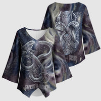 Egyptian Heh and Hauhet Kimono Sleeve Blouse Serpent Duo Design Cosmic Infinity and Eternal Balance Motif