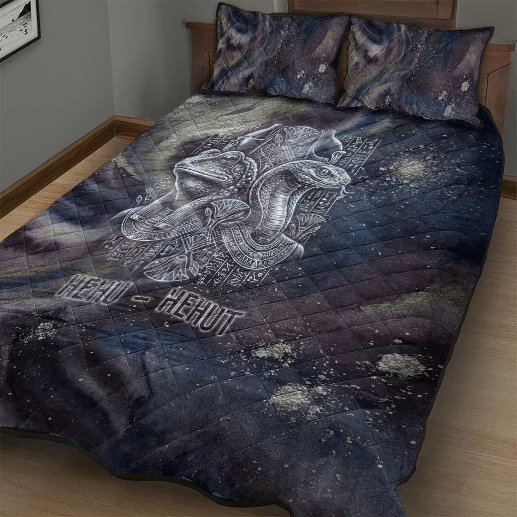 Egyptian Heh and Hauhet Quilt Bed Set Serpent Duo Design Cosmic Infinity and Eternal Balance Motif