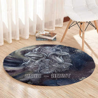 Egyptian Heh and Hauhet Round Carpet Serpent Duo Design Cosmic Infinity and Eternal Balance Motif