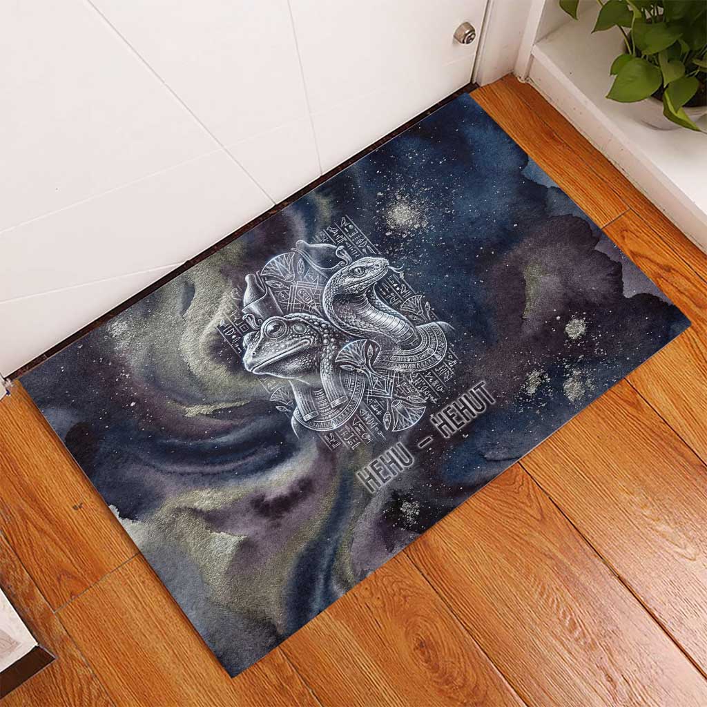 Egyptian Heh and Hauhet Rubber Doormat Serpent Duo Design Cosmic Infinity and Eternal Balance Motif