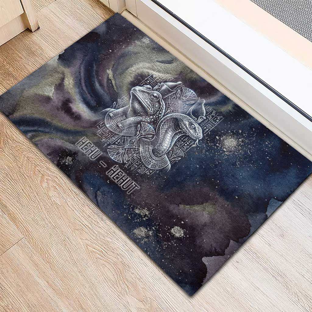 Egyptian Heh and Hauhet Rubber Doormat Serpent Duo Design Cosmic Infinity and Eternal Balance Motif