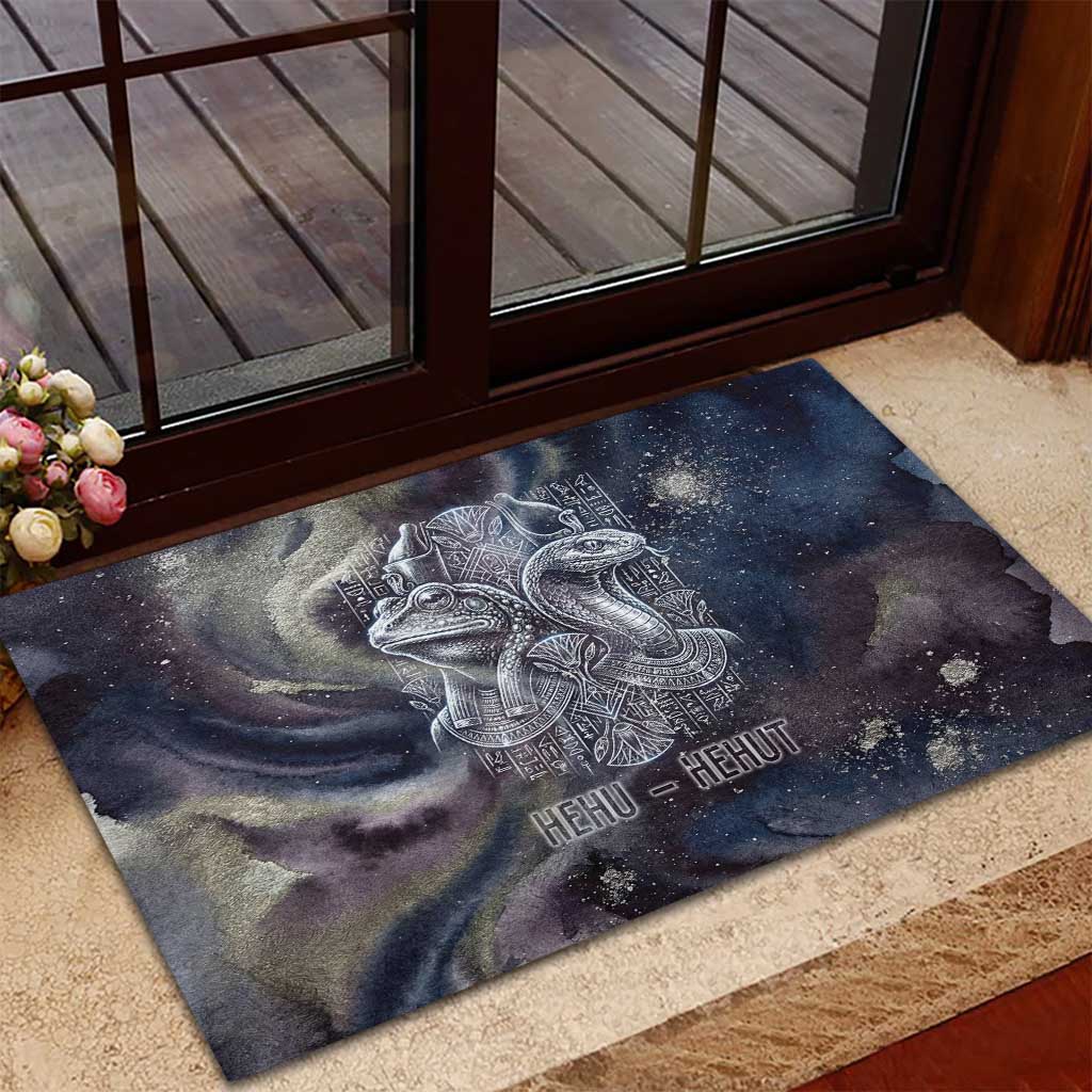 Egyptian Heh and Hauhet Rubber Doormat Serpent Duo Design Cosmic Infinity and Eternal Balance Motif