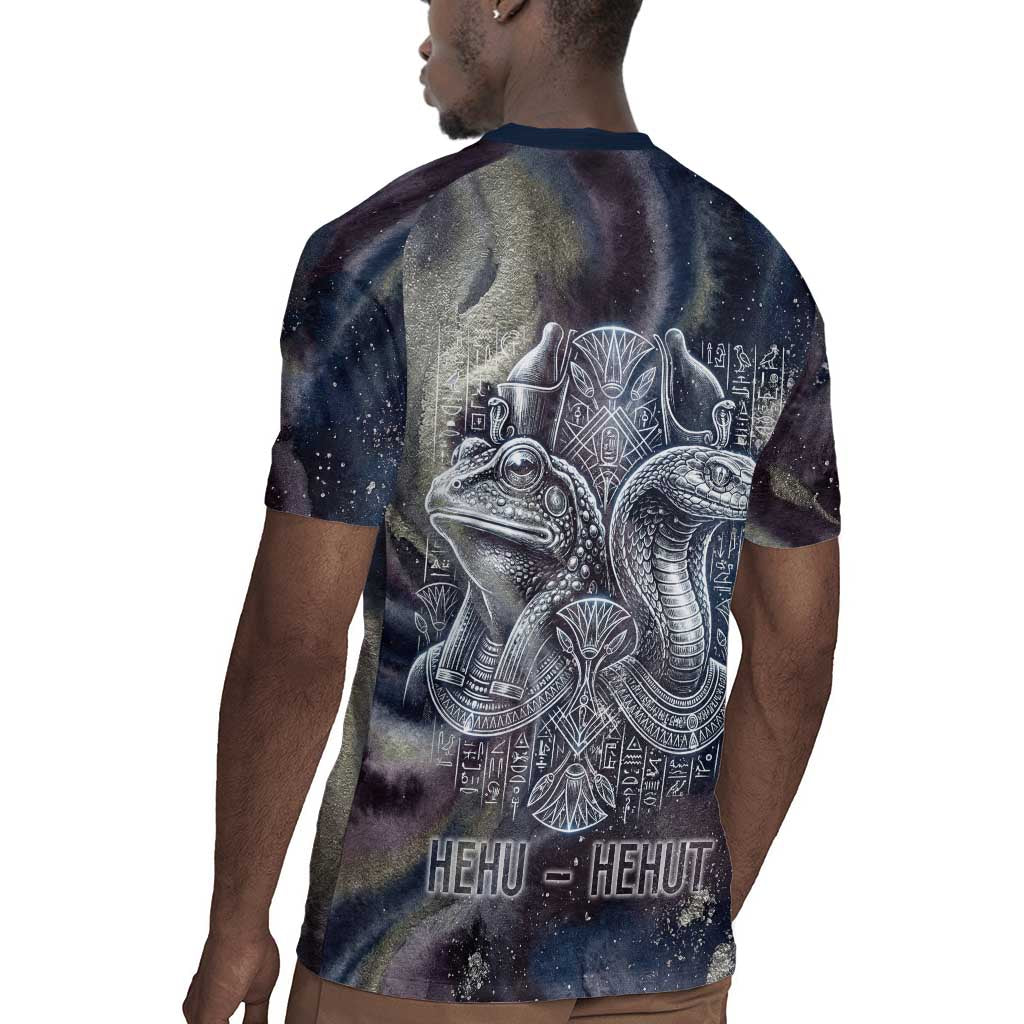 Egyptian Heh and Hauhet Rugby Jersey Serpent Duo Design Cosmic Infinity and Eternal Balance Motif