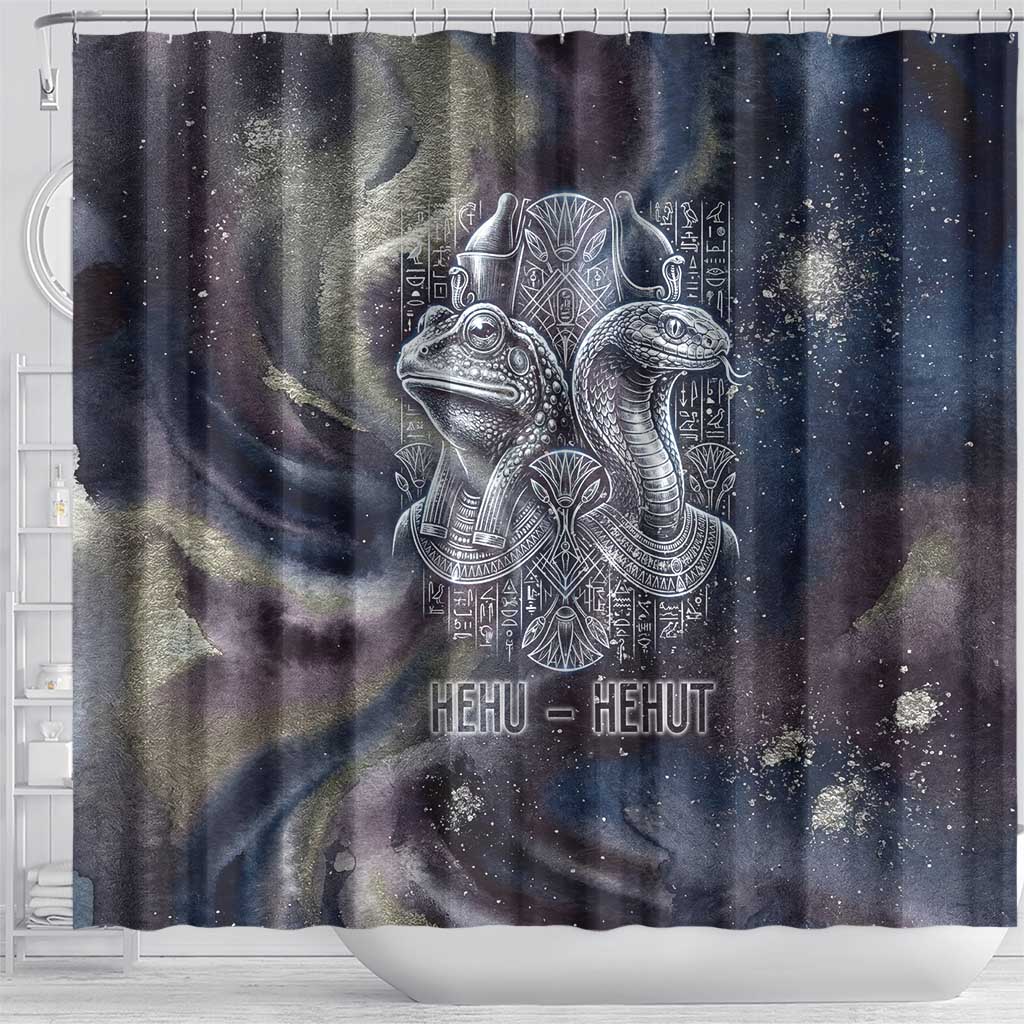 Egyptian Heh and Hauhet Shower Curtain Serpent Duo Design Cosmic Infinity and Eternal Balance Motif