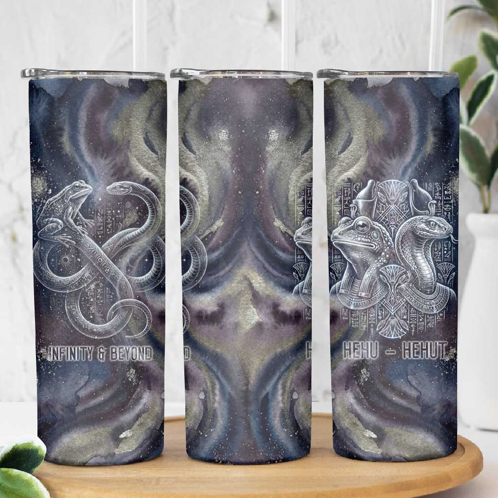 Egyptian Heh and Hauhet Skinny Tumbler Serpent Duo Design Cosmic Infinity and Eternal Balance Motif