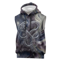 Egyptian Heh and Hauhet Sleeveless Hoodie Serpent Duo Design Cosmic Infinity and Eternal Balance Motif