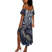 Egyptian Heh and Hauhet Summer Maxi Dress Serpent Duo Design Cosmic Infinity and Eternal Balance Motif