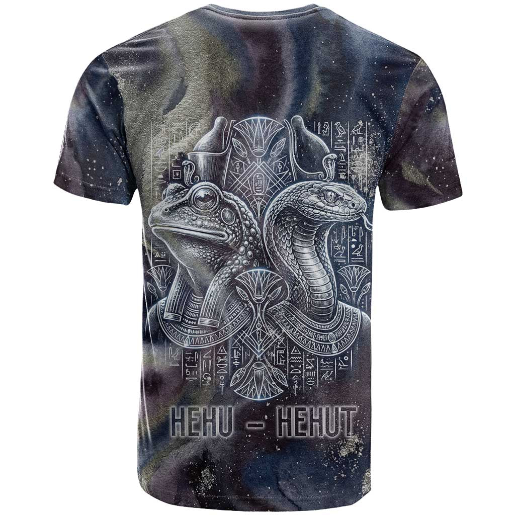 Egyptian Heh and Hauhet T shirt Serpent Duo Design Cosmic Infinity and Eternal Balance Motif