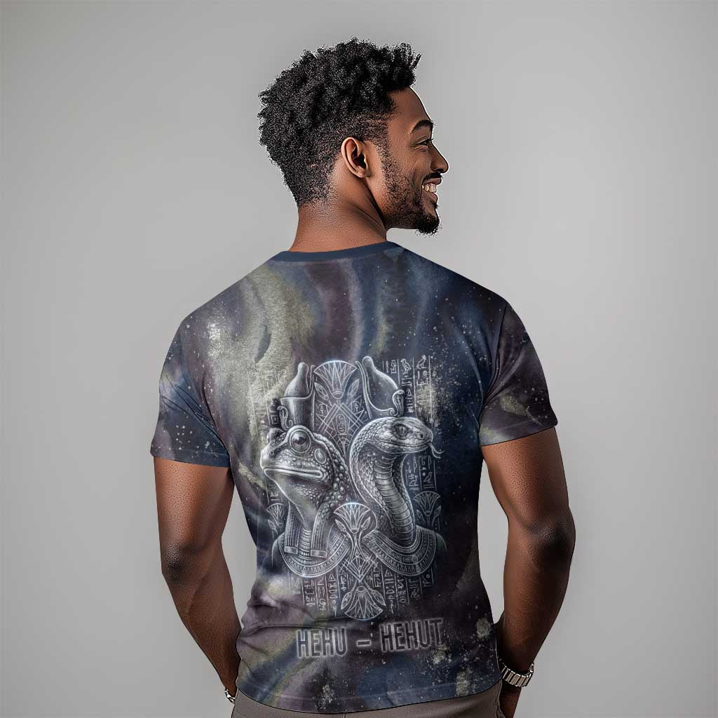 Egyptian Heh and Hauhet T shirt Serpent Duo Design Cosmic Infinity and Eternal Balance Motif