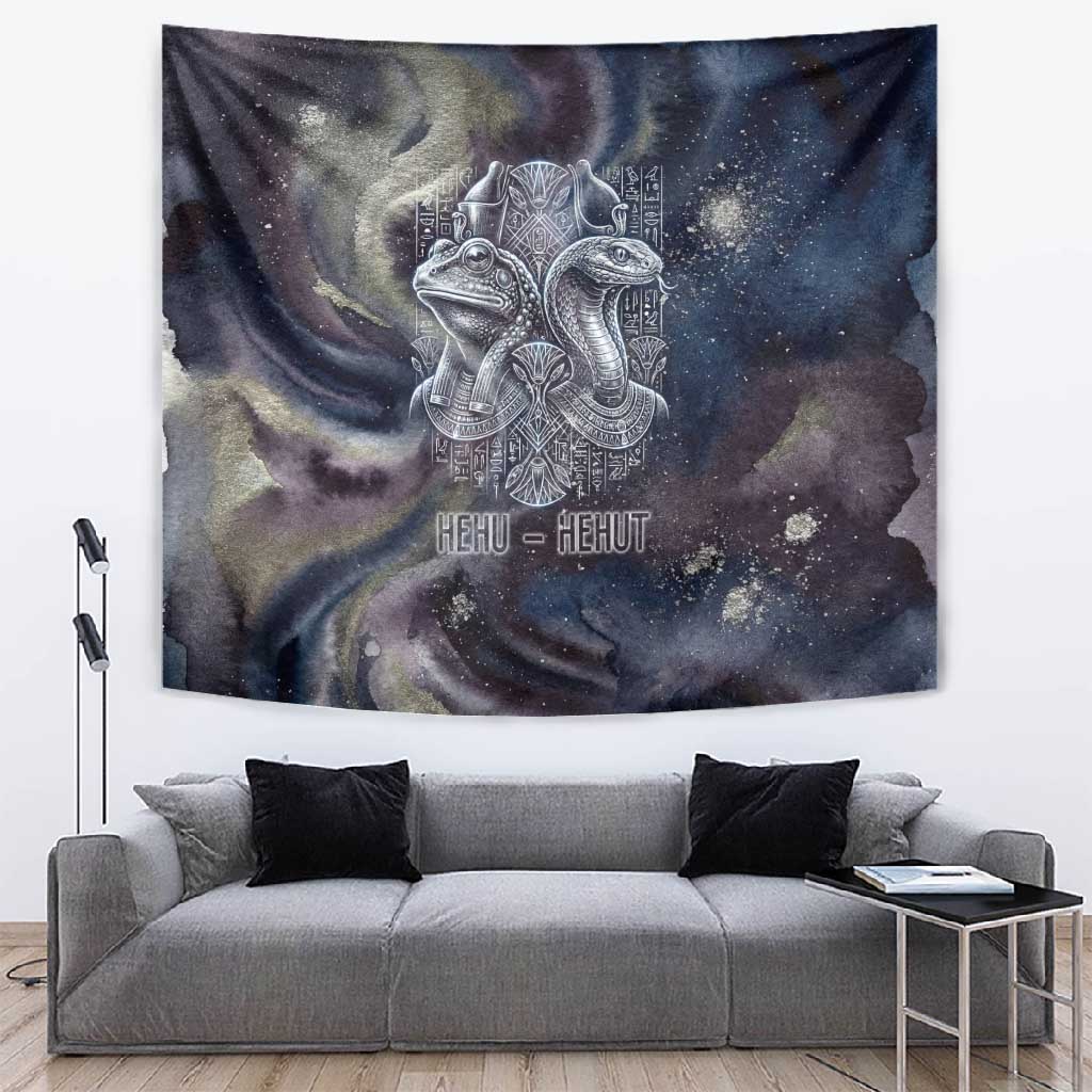 Egyptian Heh and Hauhet Tapestry Serpent Duo Design Cosmic Infinity and Eternal Balance Motif