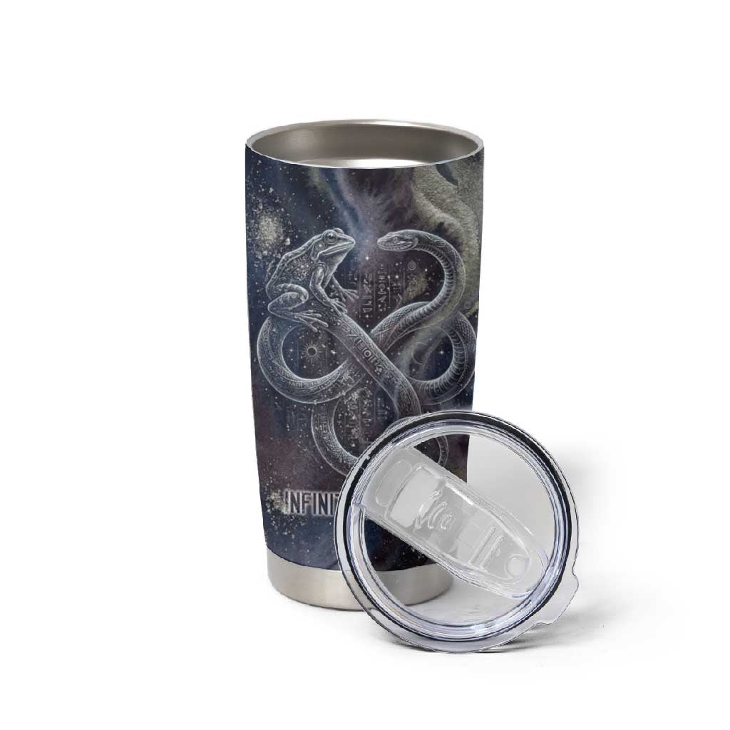 Egyptian Heh and Hauhet Tumbler Cup Serpent Duo Design Cosmic Infinity and Eternal Balance Motif
