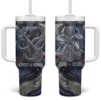 Egyptian Heh and Hauhet Tumbler With Handle Serpent Duo Design Cosmic Infinity and Eternal Balance Motif