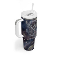 Egyptian Heh and Hauhet Tumbler With Handle Serpent Duo Design Cosmic Infinity and Eternal Balance Motif
