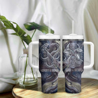 Egyptian Heh and Hauhet Tumbler With Handle Serpent Duo Design Cosmic Infinity and Eternal Balance Motif
