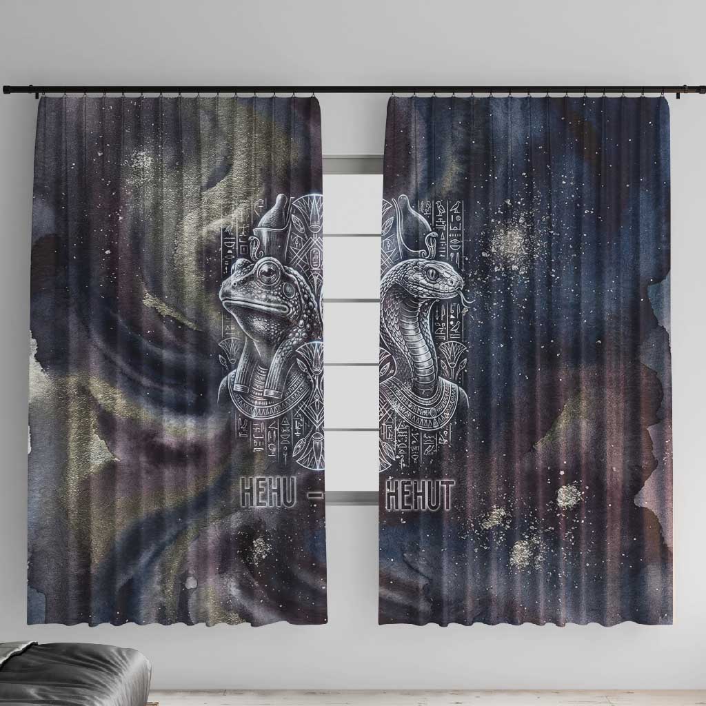 Egyptian Heh and Hauhet Window Curtain Serpent Duo Design Cosmic Infinity and Eternal Balance Motif