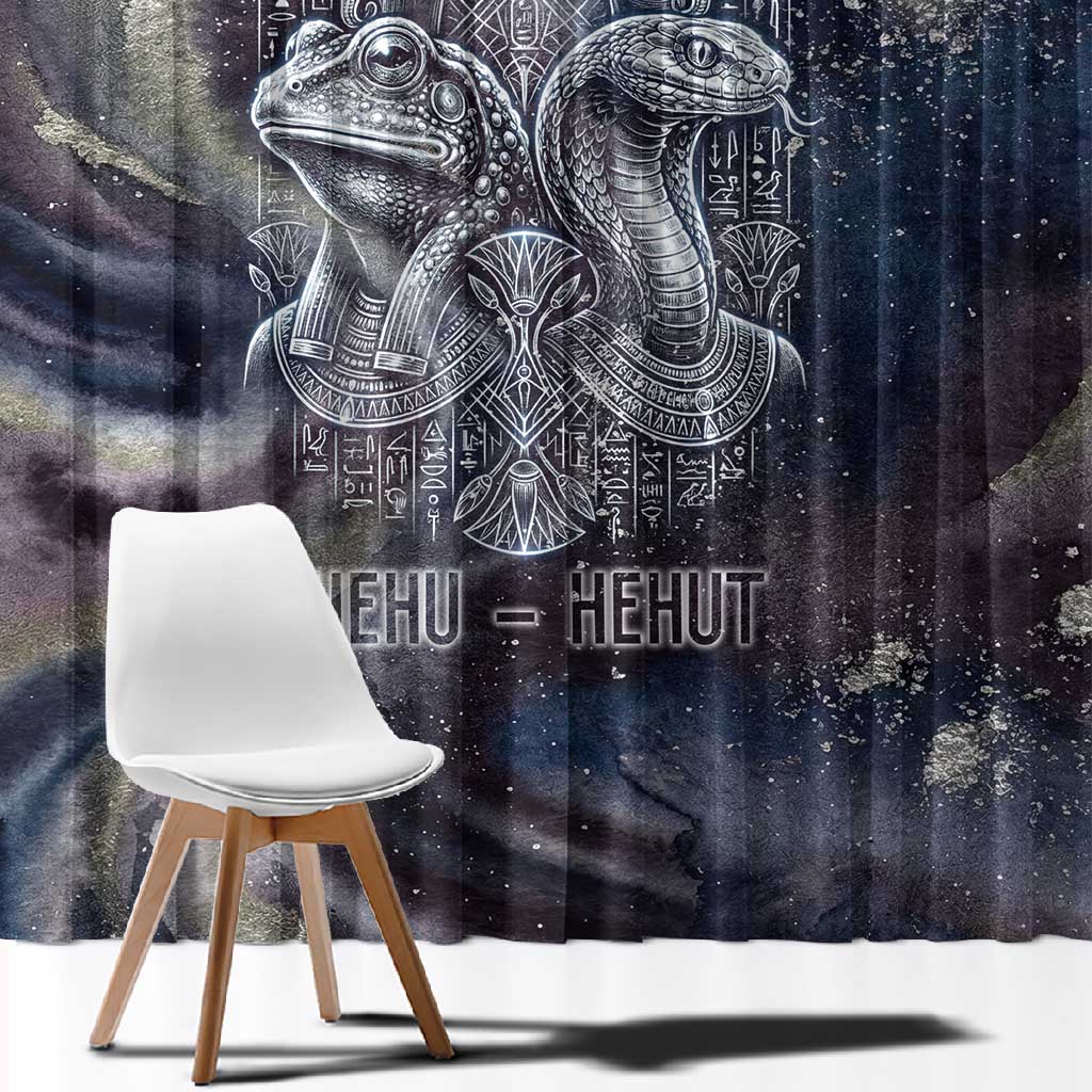 Egyptian Heh and Hauhet Window Curtain Serpent Duo Design Cosmic Infinity and Eternal Balance Motif