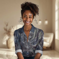 Egyptian Heh and Hauhet Women Casual Shirt Serpent Duo Design Cosmic Infinity and Eternal Balance Motif