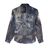 Egyptian Heh and Hauhet Women Casual Shirt Serpent Duo Design Cosmic Infinity and Eternal Balance Motif