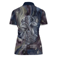 Egyptian Heh and Hauhet Women Polo Shirt Serpent Duo Design Cosmic Infinity and Eternal Balance Motif