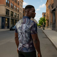 Egyptian Heh and Hauhet Zipper Polo Shirt Serpent Duo Design Cosmic Infinity and Eternal Balance Motif