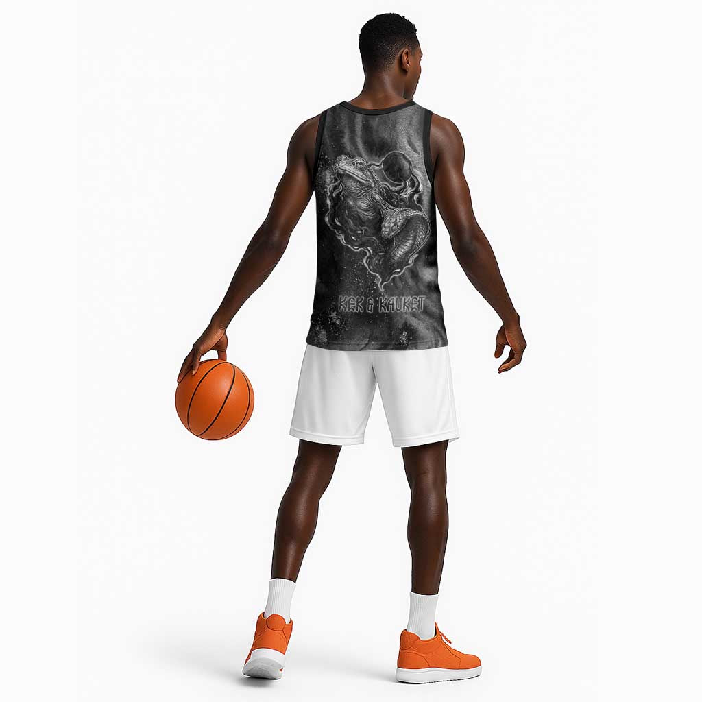 Kek and Kauket Egyptian Basketball Jersey Primordial Darkness Design Cosmic Frogs and Serpents